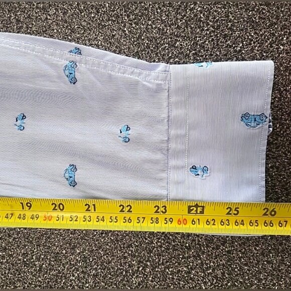 Masutto Men's Shirt Size XXL Blue Embroidered Scooter & Car Contrast Cuffs - Picture 13 of 13